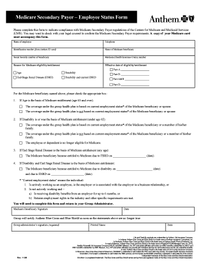 Medicare Secondary Payer Employee Status Form