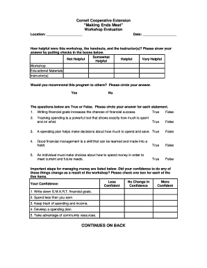 Workshop Evaluation Form