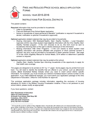 Free and Reduced Price School Meals Application