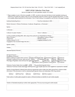 MBCs Wild Collection Data Form - montgomerybotanical