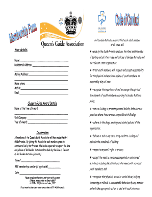 Girl Guides Australia Adult Member Agreement