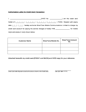 Authorization Letter for Credit Card Transaction