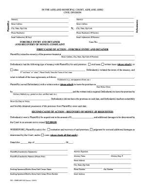 Forcible Entry and Detainer Complaint