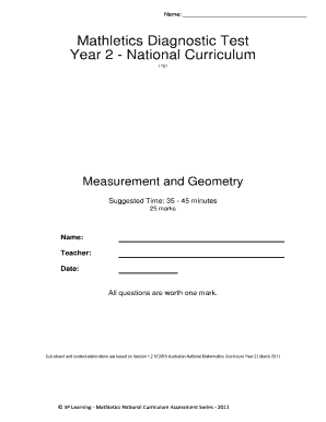 Mathletics Diagnostic Test Year 2