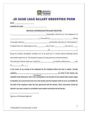 Employee Authorization for Salary Deduction