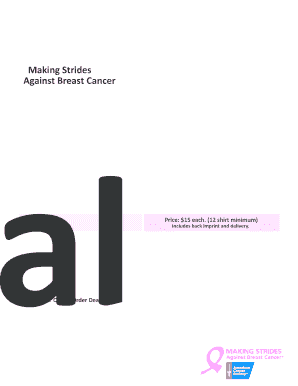 Making Strides Against Breast Cancer Shirt Order Form