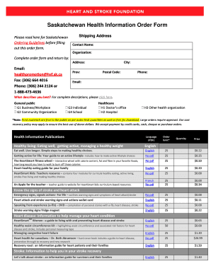 Saskatchewan Health Information Order Form