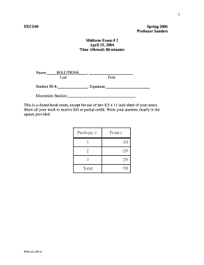 Microsoft memo template - 1 EECS40 Spring 2004 Professor Sanders Midterm Exam 2 - hkn eecs berkeley