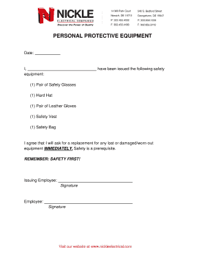Personal Protective Equipment Agreement