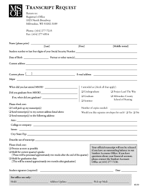 Transcript Request Form