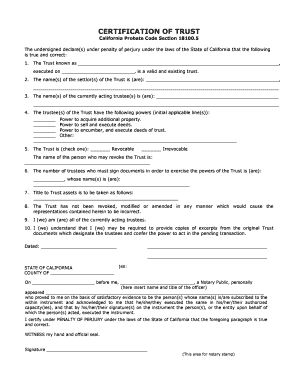 California Certification of Trust