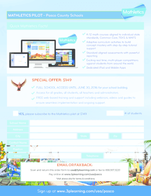 Mathletics Pilot Subscription Form