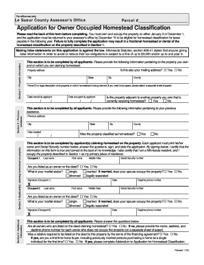 Minnesota Owner Occupied Homestead Classification Application