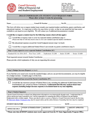 Cornell Undergraduate Student Loan Request Form