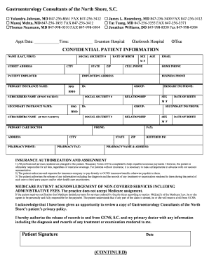 Gastroenterology Patient Intake Form