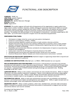 Quality Engineer Job Description
