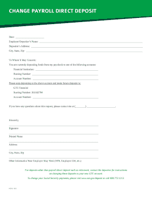 Change Payroll Direct Deposit Form