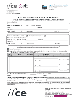 DÉCLARATION SUR L’HONNEUR DE PROPRIÉTÉ