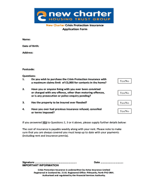 Crisis Protection Insurance Application Form