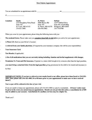 New Patient Appointment Form