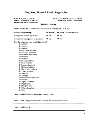 Pediatric History Form