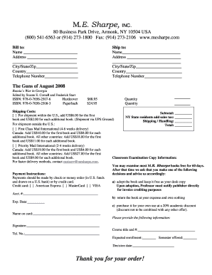 M.E. Sharpe Book Order Form