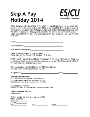 Skip A Pay Holiday 2014 Form