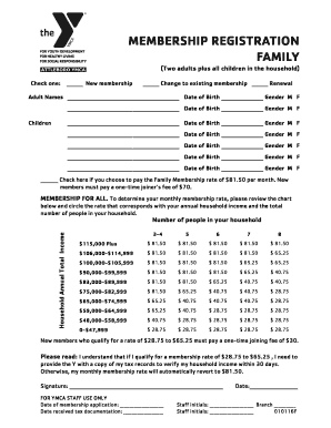 Family Membership Registration Form