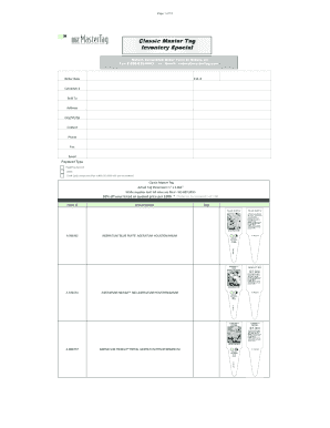 MasterTag Inventory Order Form