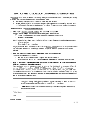 Overdraft Practices Notice and Consent Form