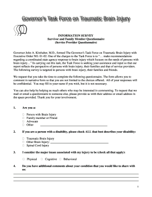Oregon Brain Injury Survey Form