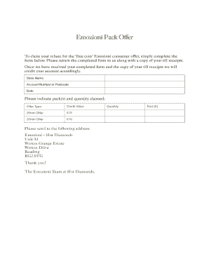 Emozioni Pack Offer Rebate Form
