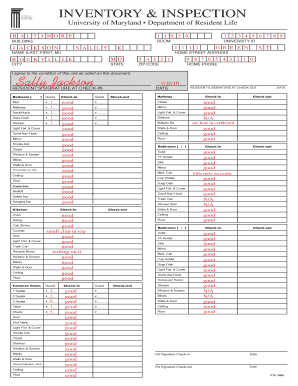 University of Maryland Living Learning Inventory and Inspection Form