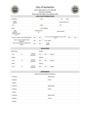 City of Somerton Employment Application
