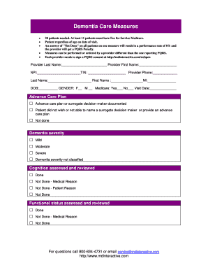Dementia Care Measures Form