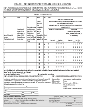 Free and Reduced Price School Meals Application