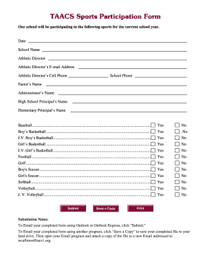 TAACS Sports Participation Form