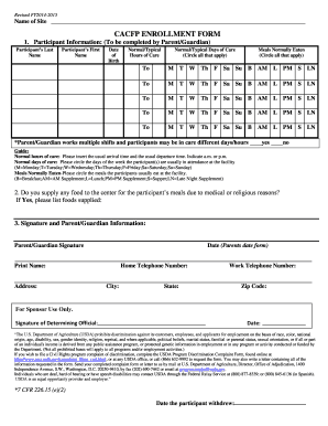 CACFP Enrollment Form