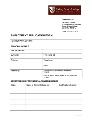Employment Application Form