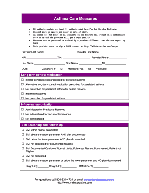 Asthma Care Measures Form