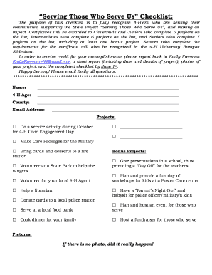 4-H Community Service Checklist
