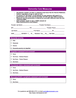 Dementia Care Measures Form
