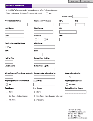 Diabetes Measures Form