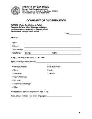 Complaint of Discrimination