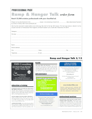 Ramp & Hangar Talk Order Form