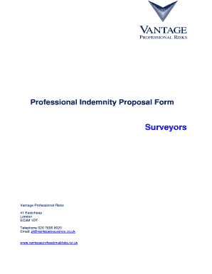 Professional Indemnity Proposal Form for Surveyors