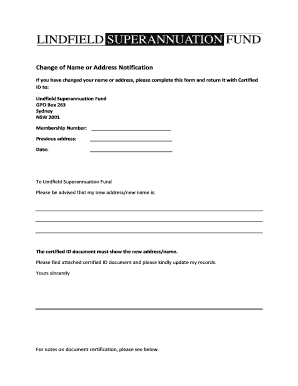 Change of Name or Address Notification