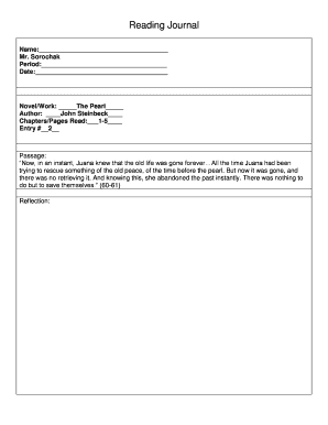 Reading Journal Template