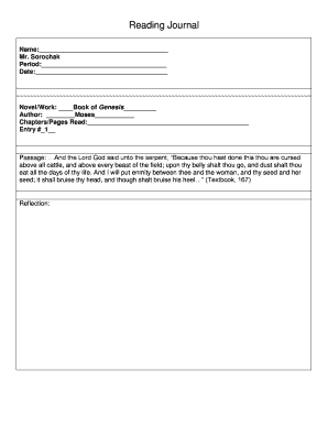 Reading Journal Template