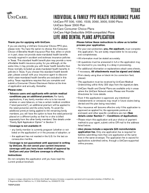 Texas Individual & Family PPO Health Insurance Application